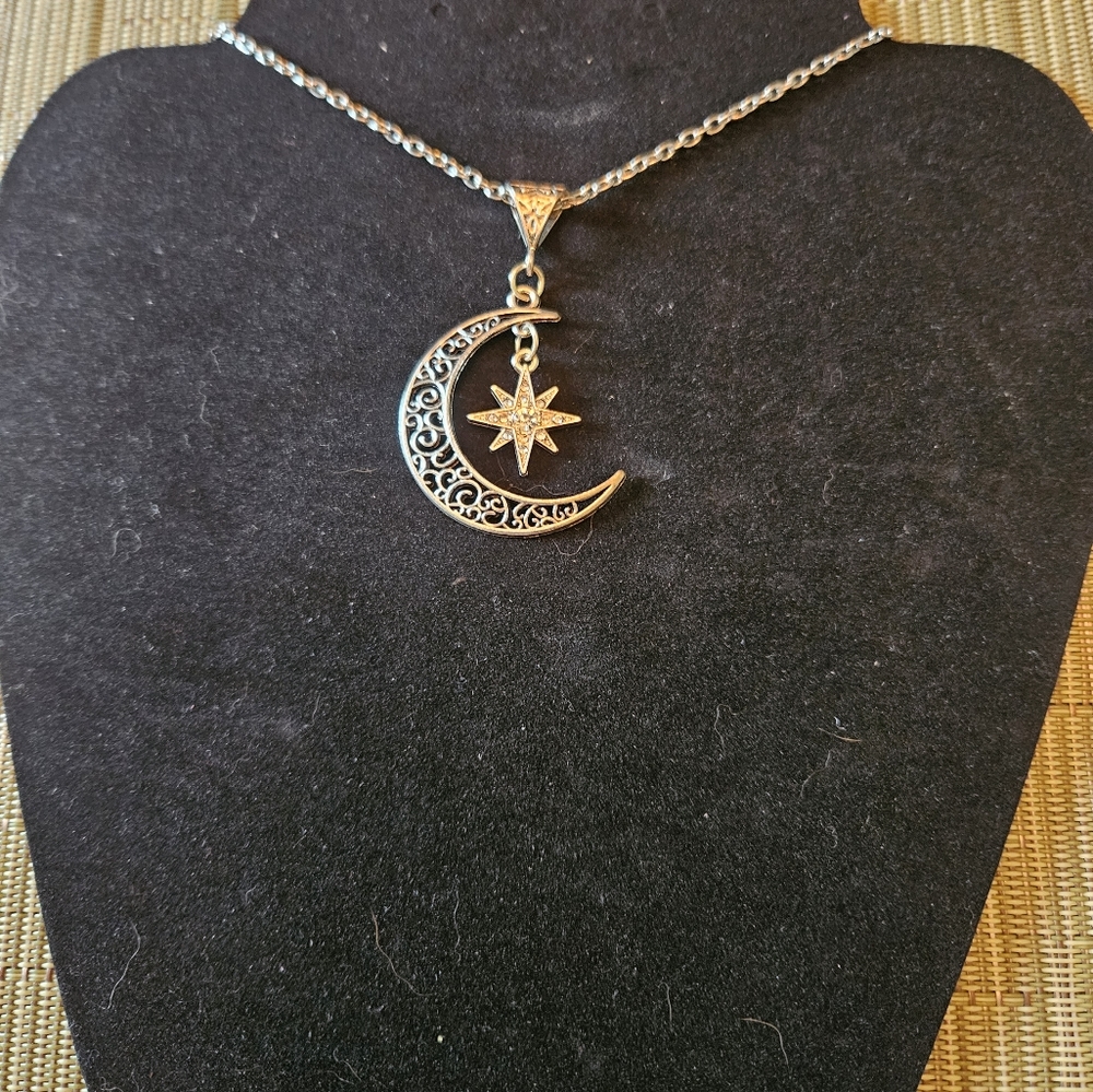 Moon and Star Necklace